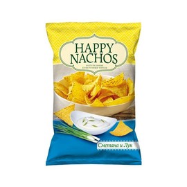 Чипсы кукурузные Сметана и лук Happy Nachos
